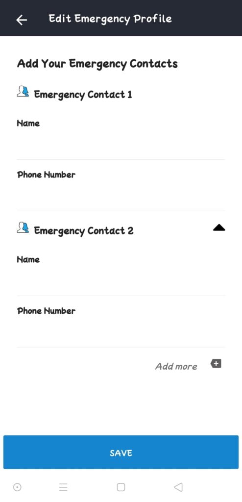 edit emergency profile