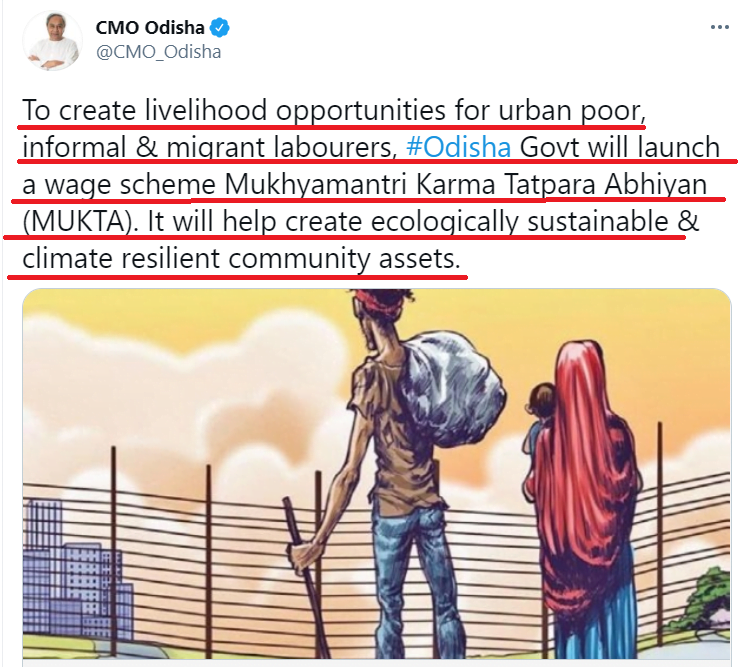 mukta wage scheme tweet by CMO Odisha