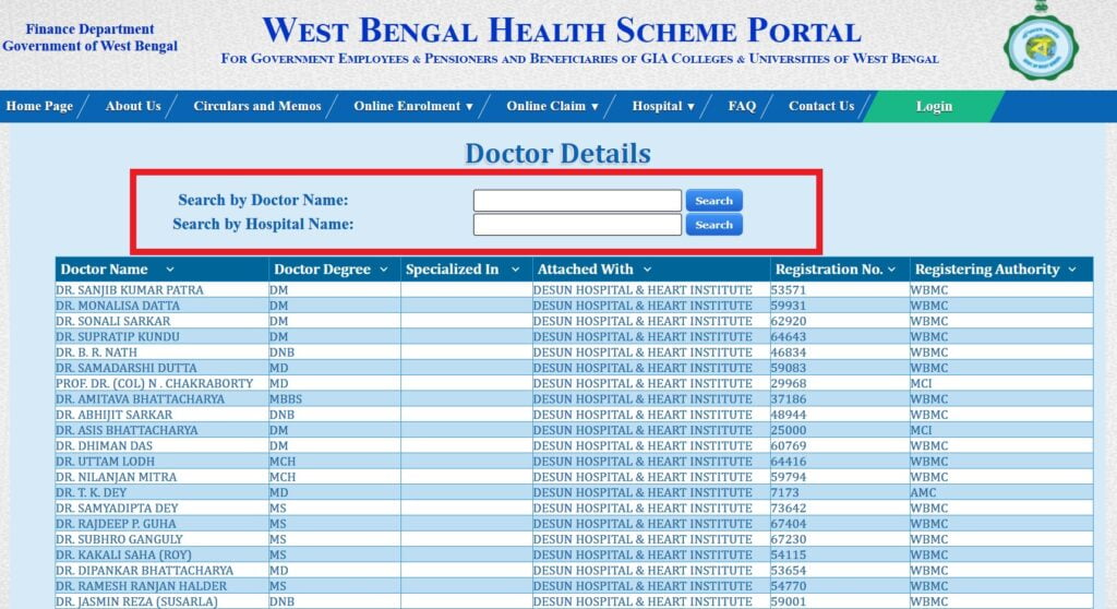 Search-hospital-doctor-west-bengal-health-scheme