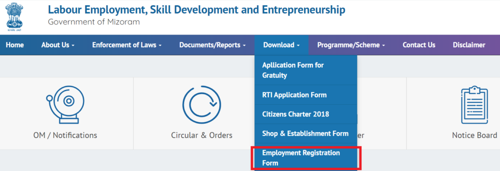 Mizoram employment Exchange department portal