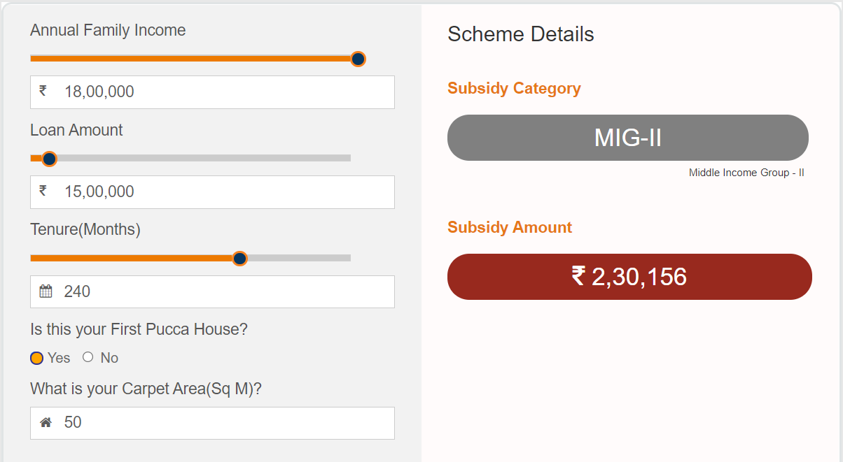 PMAY CLSS Awas CLAP Portal, pmayuclap.gov.in Subsidy Calculator