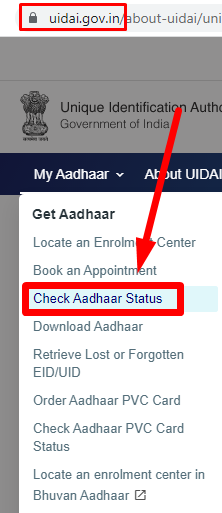 aadhaar card status online check