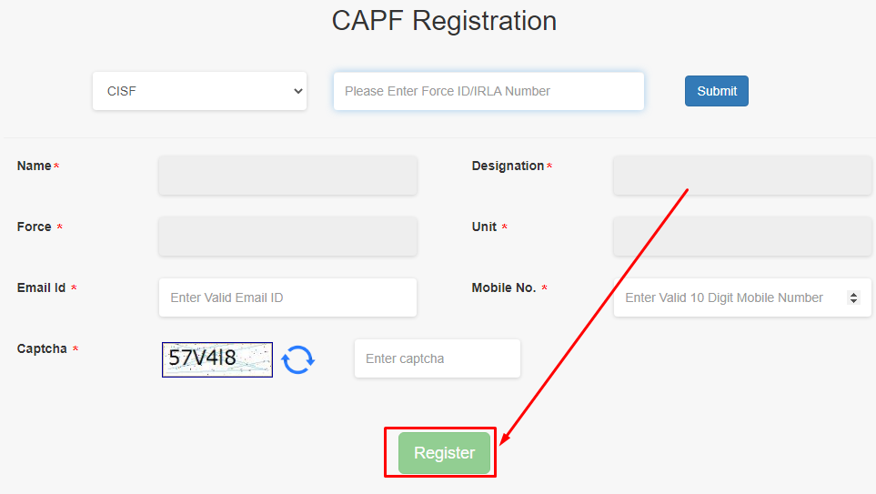 CAPF eAwas Portal Registration Process