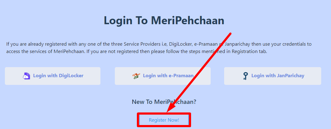 meri pehchaan registration new user