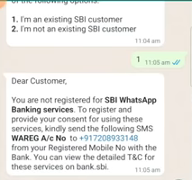 sbi whatsapp banking online process