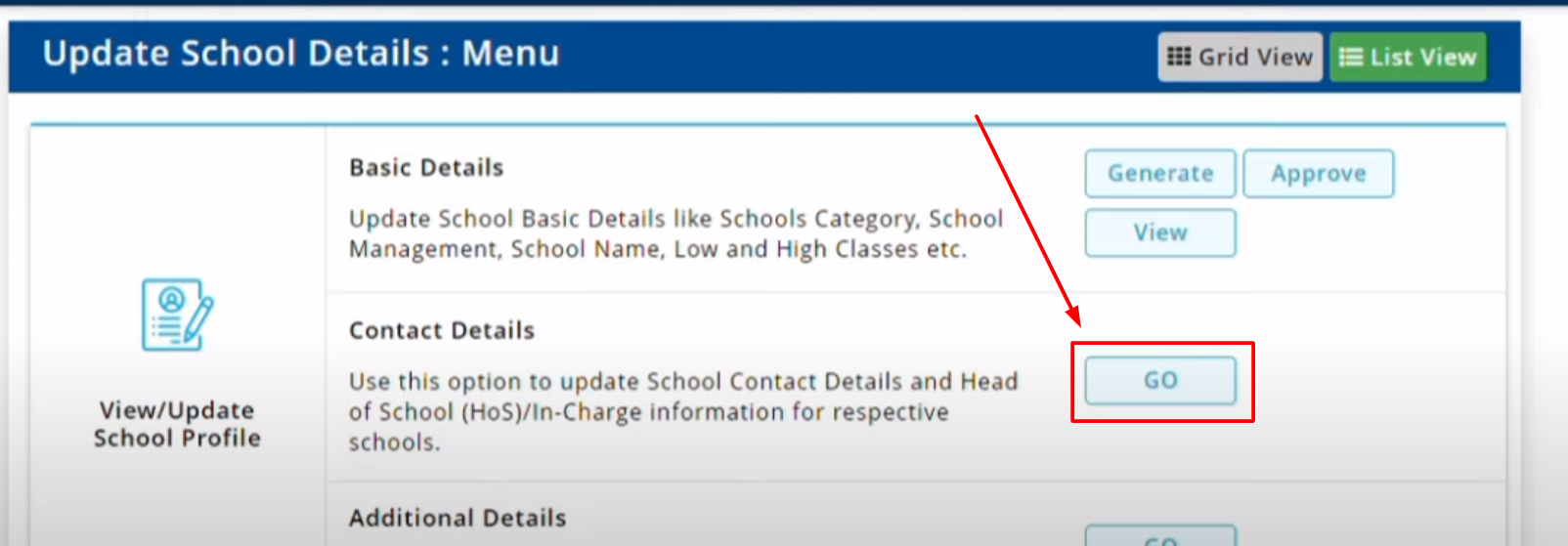 update school details udise portal