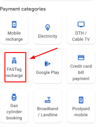 fastag recharge google pay