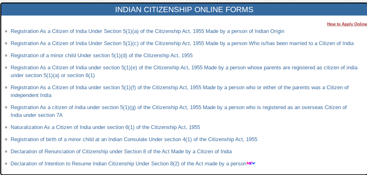 online form for indian citizenship