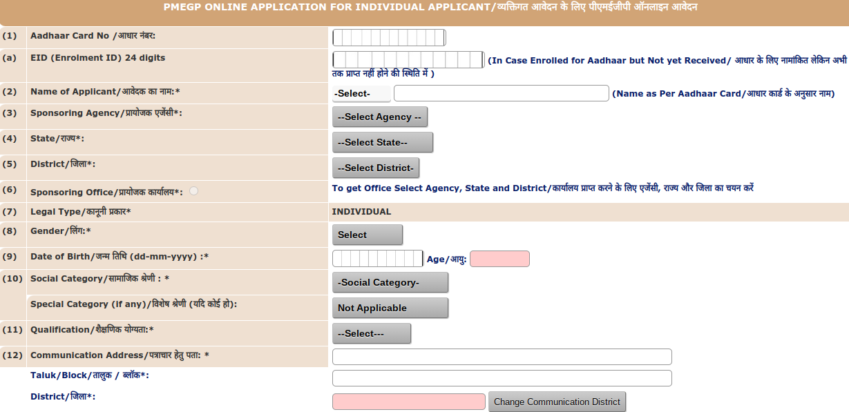 application form for pmegp shg