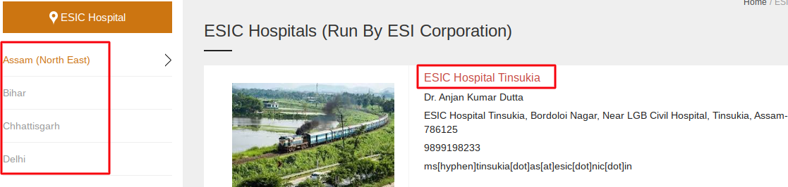 esic hospital list check online state wise  