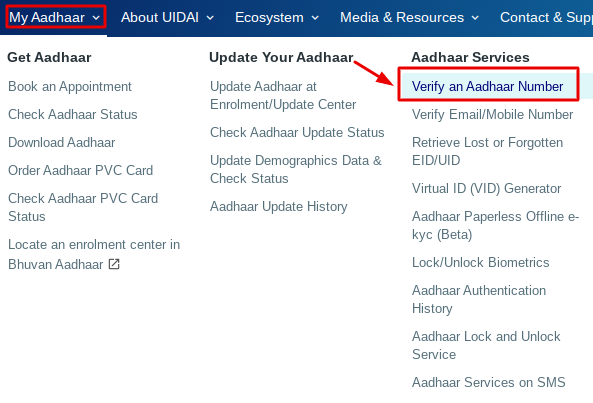 Aadhaar verification online