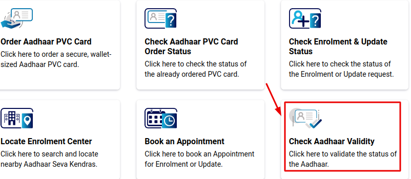 aadhaar validity online check