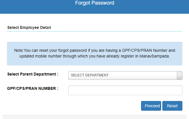 HRMS Jharkhand Forgot Password Form