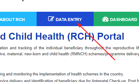 RCH Data Entry option